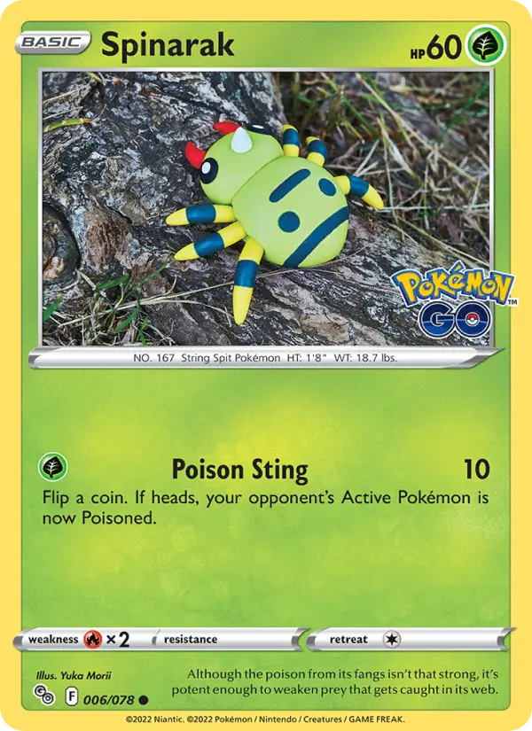 Spinarak Common Pokemon card #006 from Pokémon GO