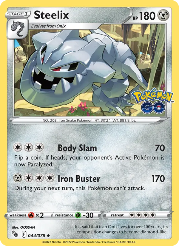 Steelix Uncommon Pokemon card #044 from Pokémon GO