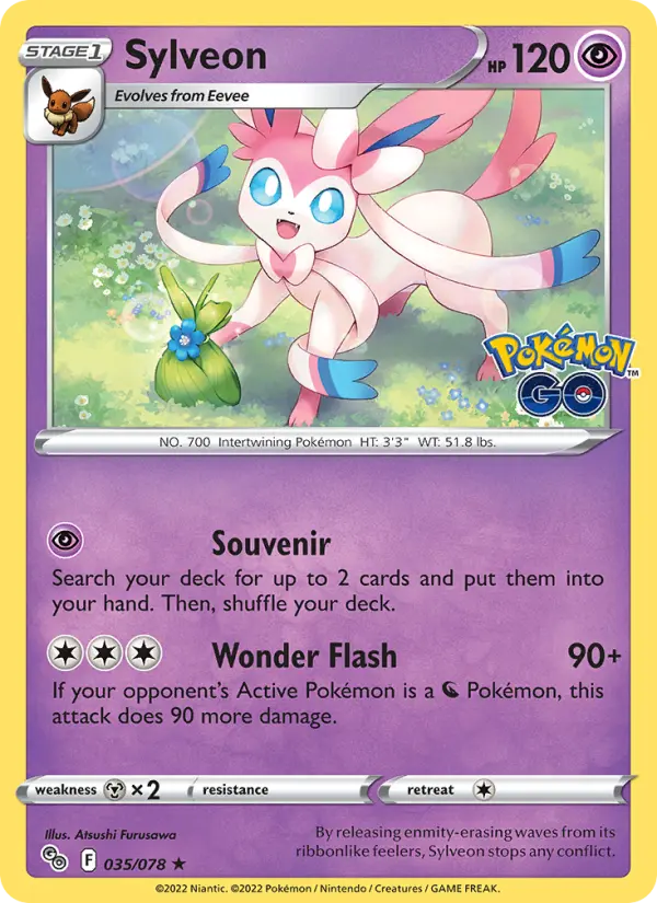 Sylveon Holo Rare Pokemon card #035 from Pokémon GO