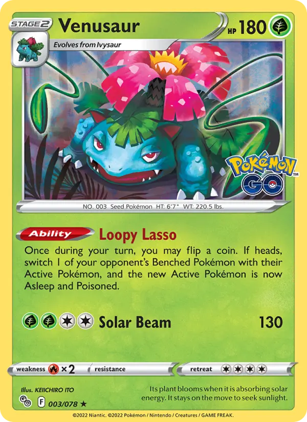 Venusaur Holo Rare Pokemon card #003 from Pokémon GO