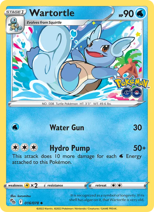 Wartortle Uncommon Pokemon card #016 from Pokémon GO