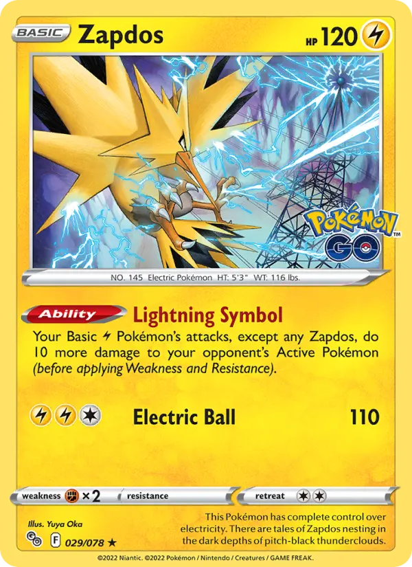 Zapdos Holo Rare Pokemon card #029 from Pokémon GO