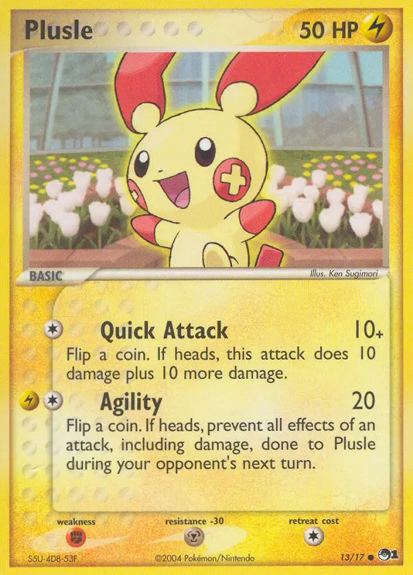 Plusle Common Pokemon card #13 from POP Series 1