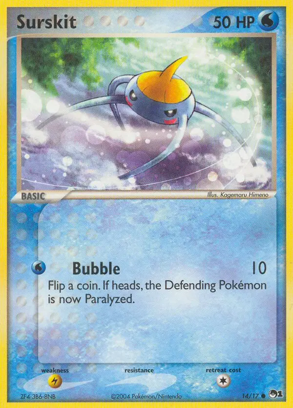Surskit Common Pokemon card #14 from POP Series 1