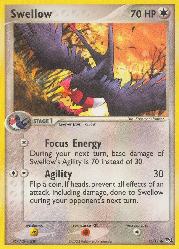 Swellow Common Pokemon card #15 from POP Series 1