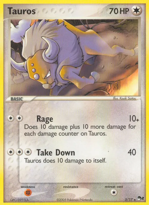 Tauros Rare Pokemon card #5 from POP Series 2
