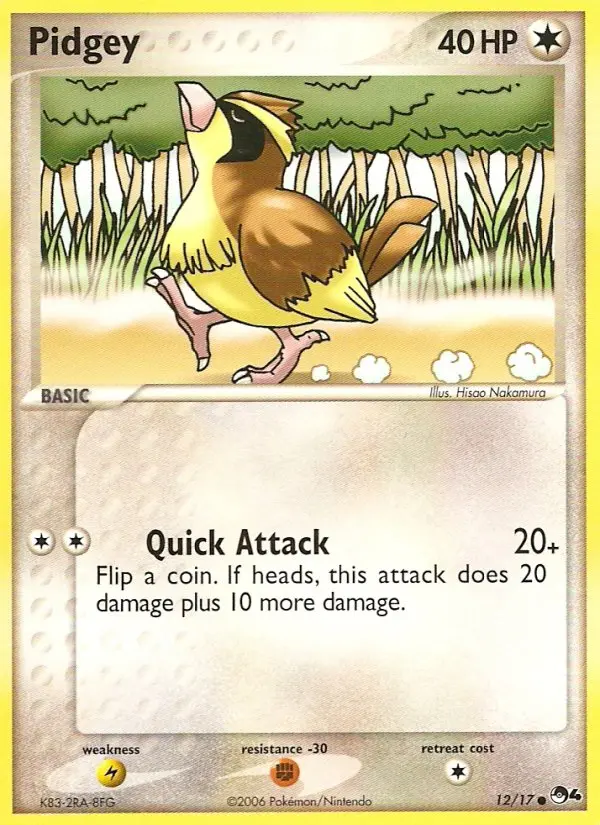 Pidgey Common Pokemon card #12 from POP Series 4