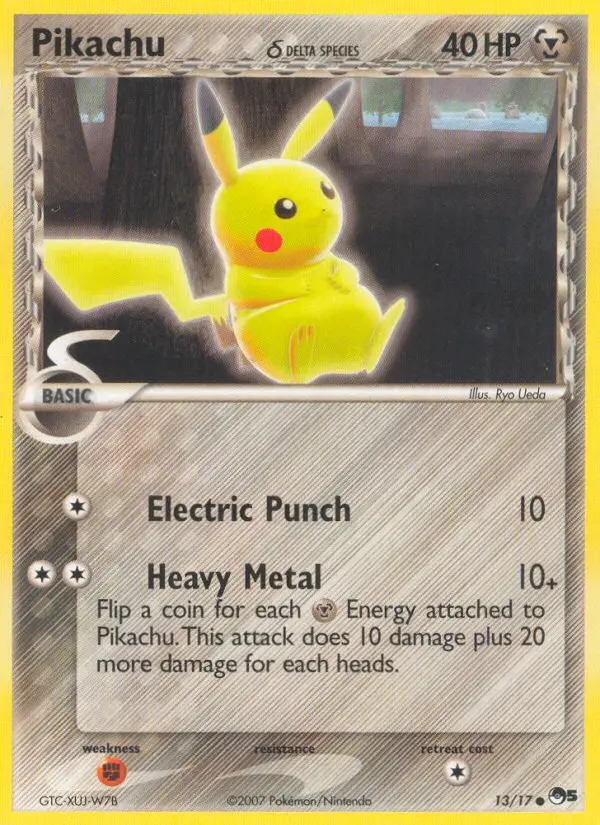 Pikachu δ Common Pokemon card #13 from POP Series 5