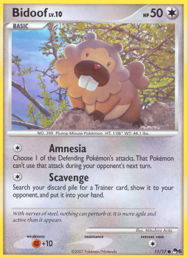 Bidoof Common Pokemon card #11 from POP Series 6
