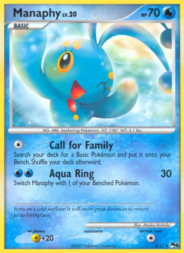 Manaphy Rare Pokemon card #3 from POP Series 6