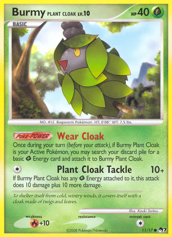 Burmy Plant Cloak Common Pokemon card #11 from POP Series 7