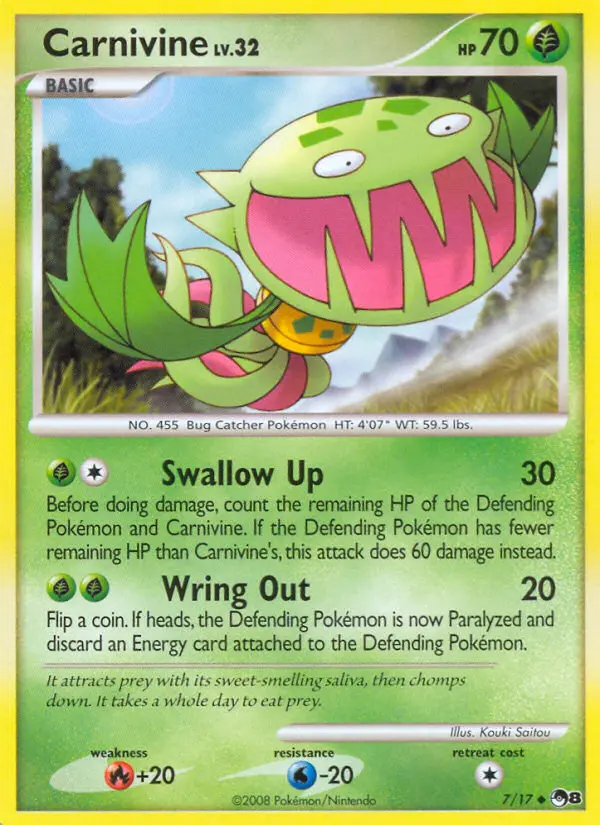 Carnivine Uncommon Pokemon card #7 from POP Series 8
