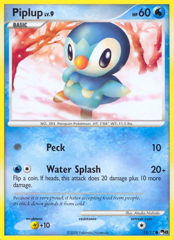 Piplup Common Pokemon card #15 from POP Series 8
