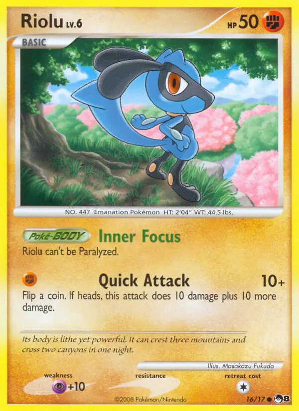 Riolu Common Pokemon card #16 from POP Series 8