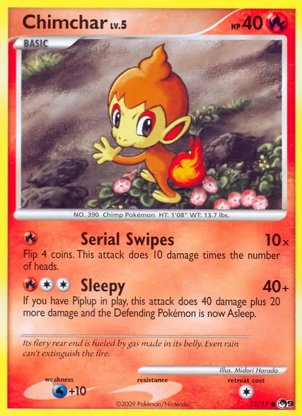 Chimchar Common Pokemon card #13 from POP Series 9