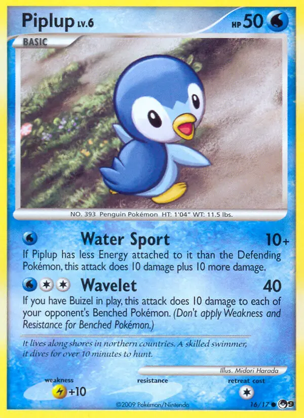 Piplup Common Pokemon card #16 from POP Series 9