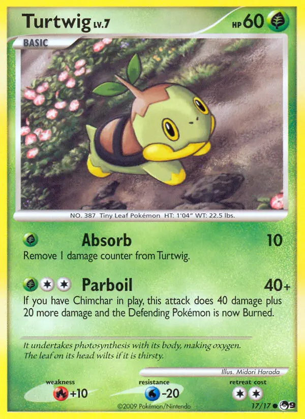 Turtwig Common Pokemon card #17 from POP Series 9