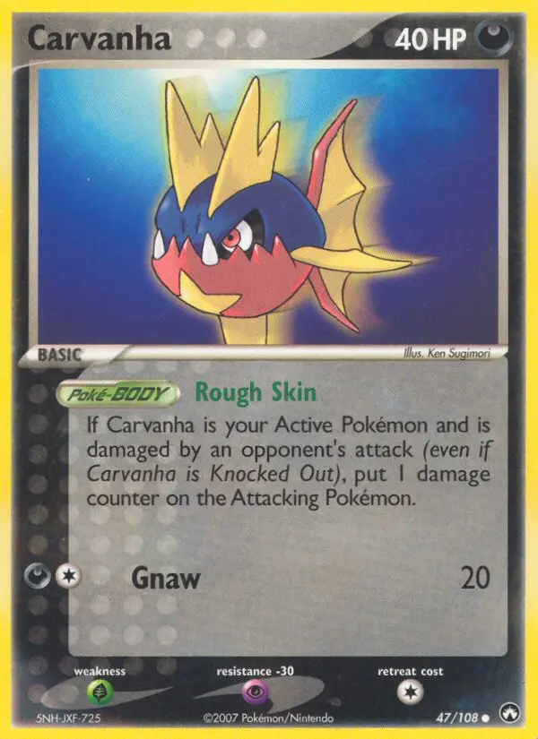Carvanha Common Pokemon card #47 from Power Keepers