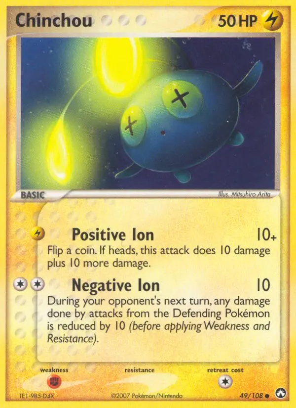 Chinchou Common Pokemon card #49 from Power Keepers