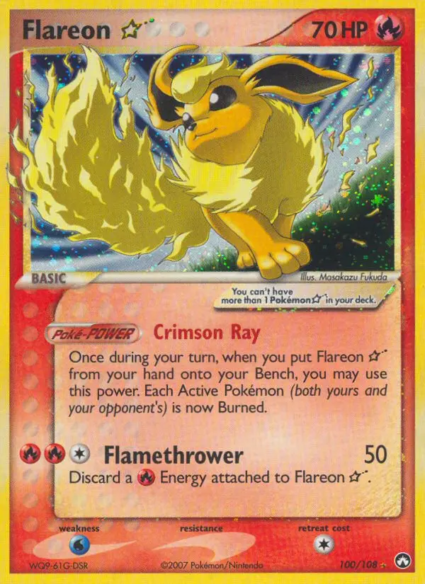Flareon Star Rare Pokemon card #100 from Power Keepers
