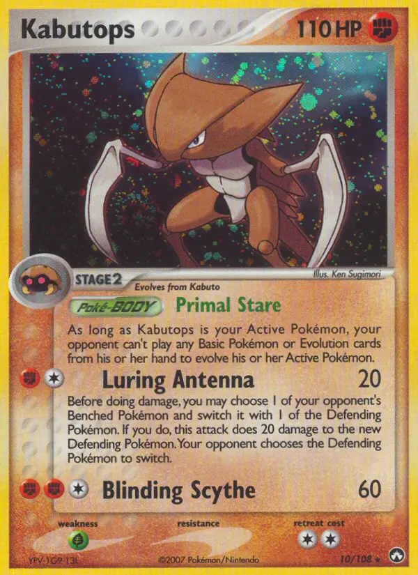 Kabutops Rare Pokemon card #10 from Power Keepers