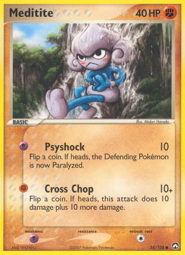 Meditite Common Pokemon card #55 from Power Keepers