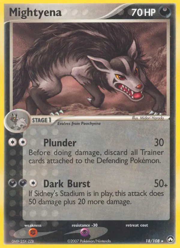 Mightyena Rare Pokemon card #18 from Power Keepers