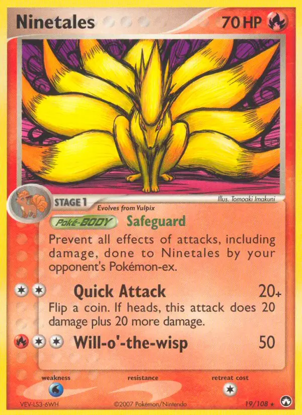 Ninetales Rare Pokemon card #19 from Power Keepers