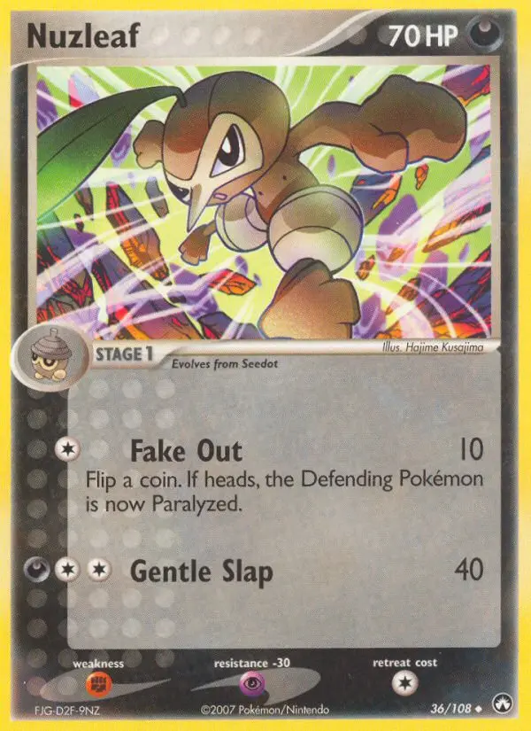 Nuzleaf Uncommon Pokemon card #36 from Power Keepers