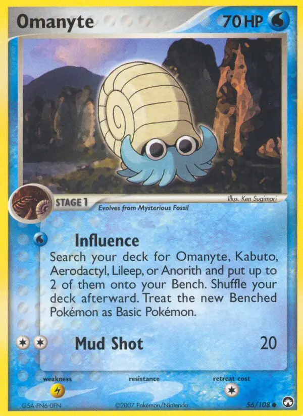 Omanyte Common Pokemon card #56 from Power Keepers