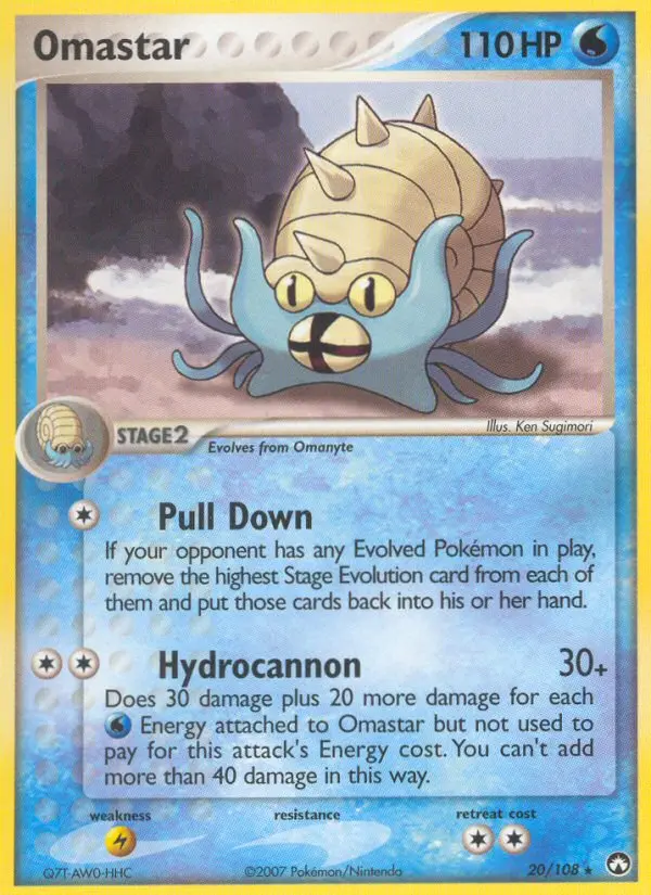 Omastar Rare Pokemon card #20 from Power Keepers
