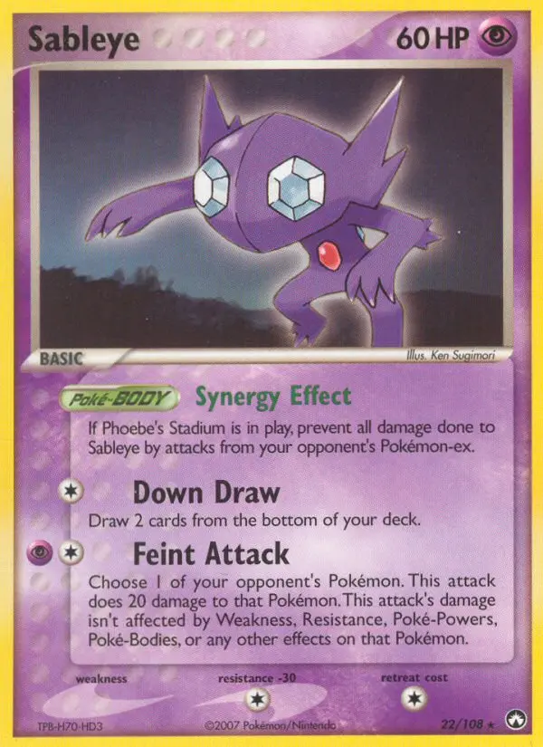 Sableye Rare Pokemon card #22 from Power Keepers