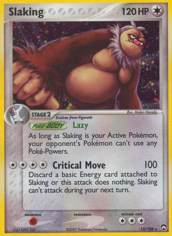 Slaking Rare Pokemon card #13 from Power Keepers