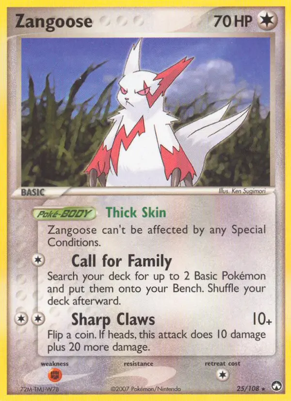 Zangoose Rare Pokemon card #25 from Power Keepers