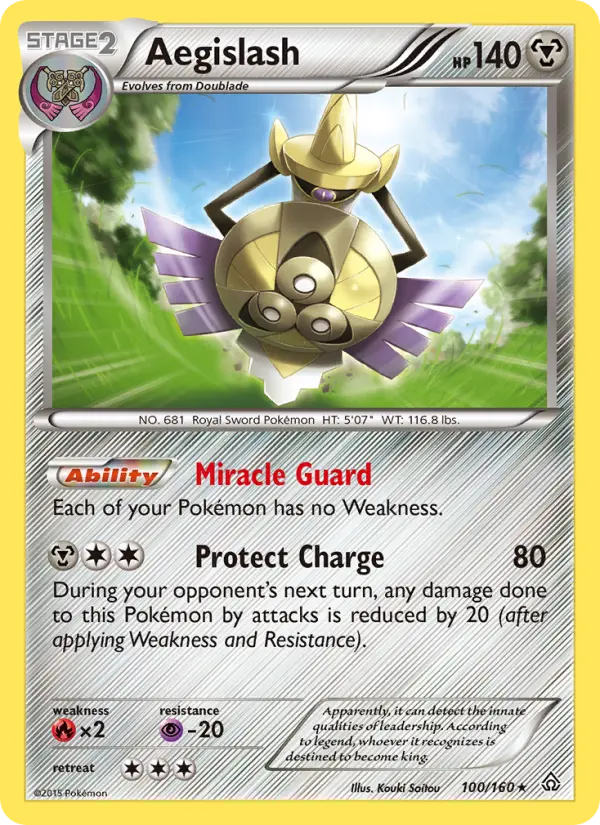 Aegislash Rare Pokemon card #100 from Primal Clash