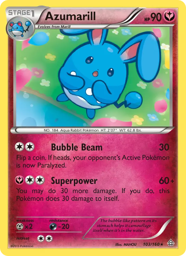 Azumarill Rare Pokemon card #103 from Primal Clash