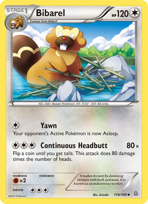 Bibarel Uncommon Pokemon card #118 from Primal Clash