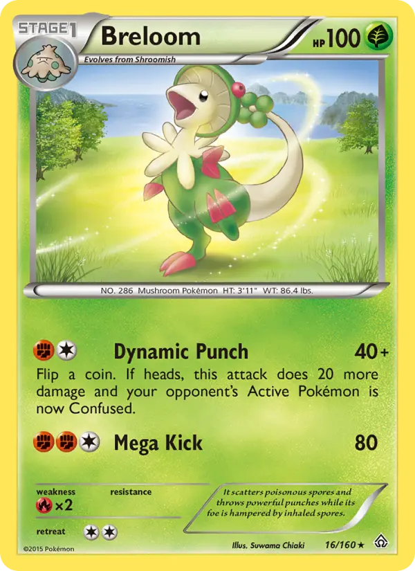 Breloom Rare Pokemon card #16 from Primal Clash