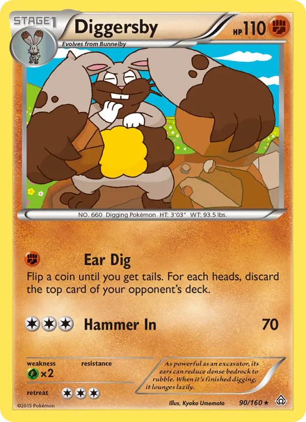 Diggersby Rare Pokemon card #90 from Primal Clash