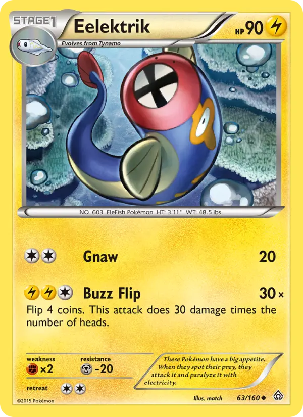 Eelektrik Uncommon Pokemon card #63 from Primal Clash