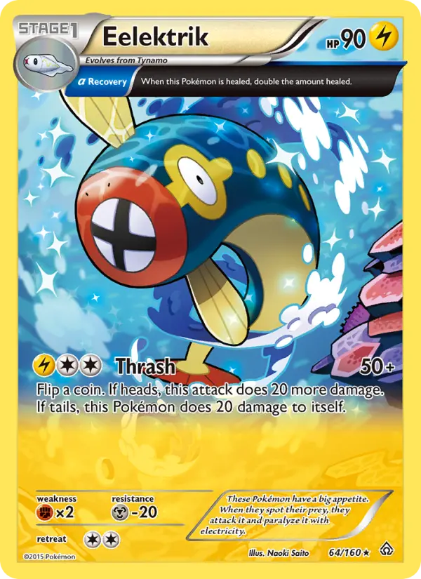 Eelektrik Rare Pokemon card #64 from Primal Clash
