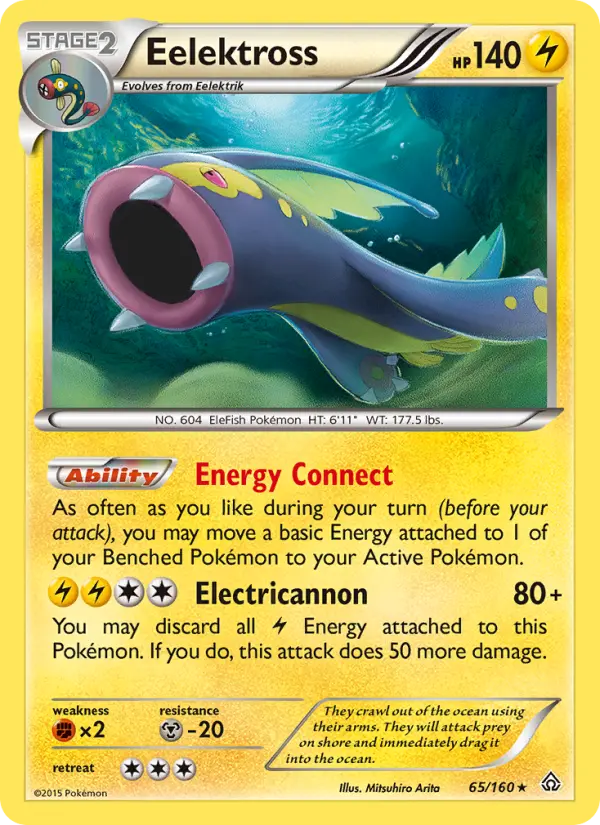 Eelektross Rare Pokemon card #65 from Primal Clash