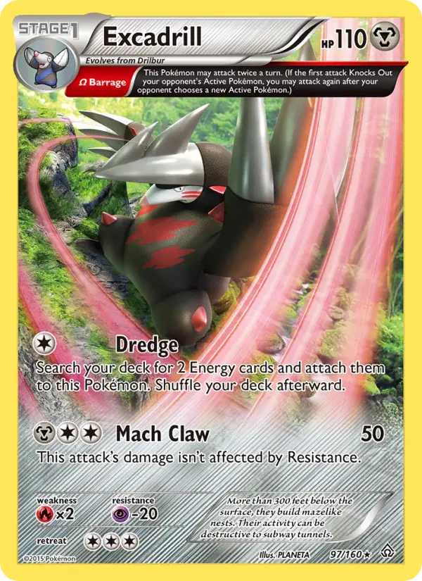 Excadrill Rare Pokemon card #97 from Primal Clash