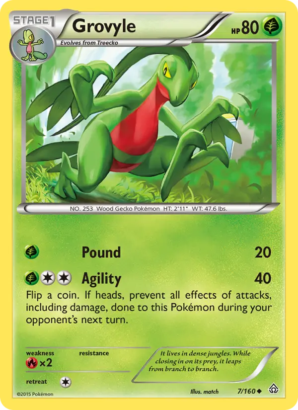 Grovyle Uncommon Pokemon card #7 from Primal Clash