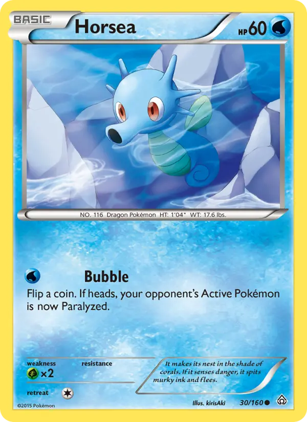 Horsea Common Pokemon card #30 from Primal Clash