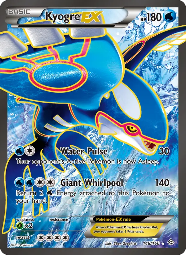 Kyogre EX Ultra Rare Pokemon card #148 from Primal Clash