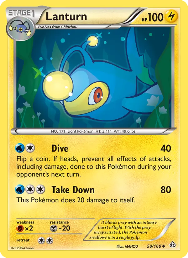 Lanturn Uncommon Pokemon card #58 from Primal Clash