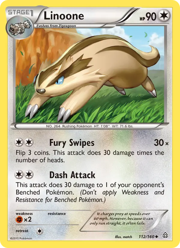 Linoone Uncommon Pokemon card #112 from Primal Clash