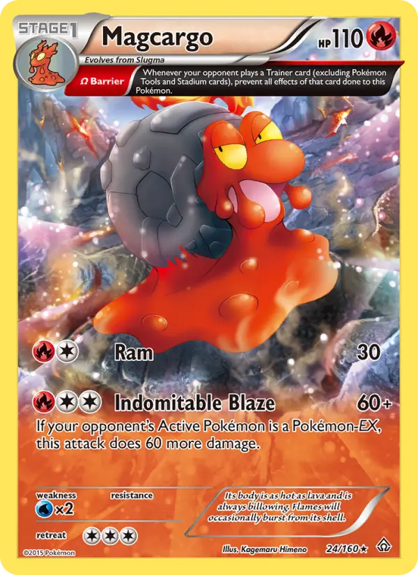 Magcargo Rare Pokemon card #24 from Primal Clash