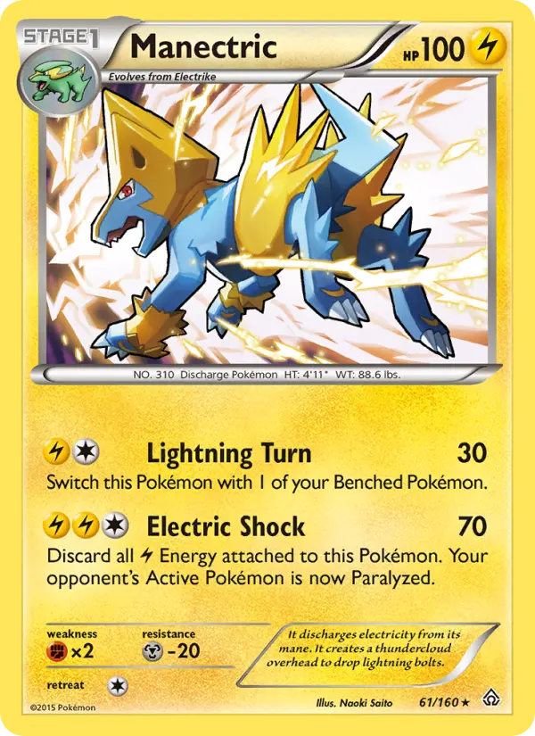 Manectric Rare Pokemon card #61 from Primal Clash